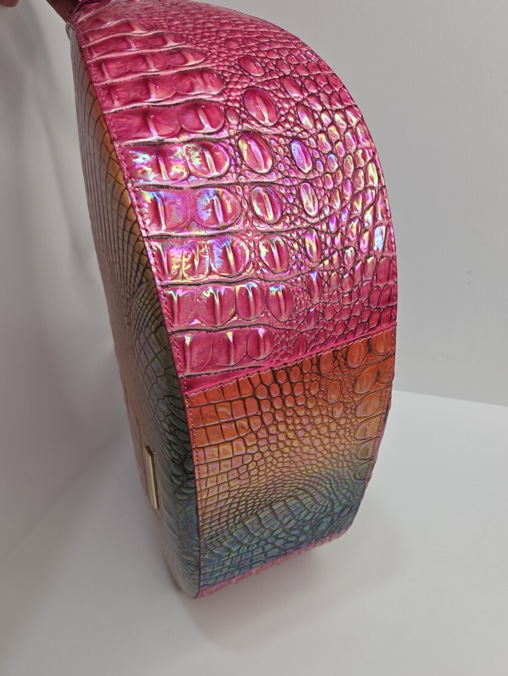 🌈▪️Brahmin ▪️Bekka Horizon Ombre Melbourne Iridescent Croc Shoulder Bag - Picture 14 of 14